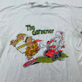 vintage 90s THE GARDENER LAWNMOWER DAD JOKE CARTOON T-Shirt MEDIUM