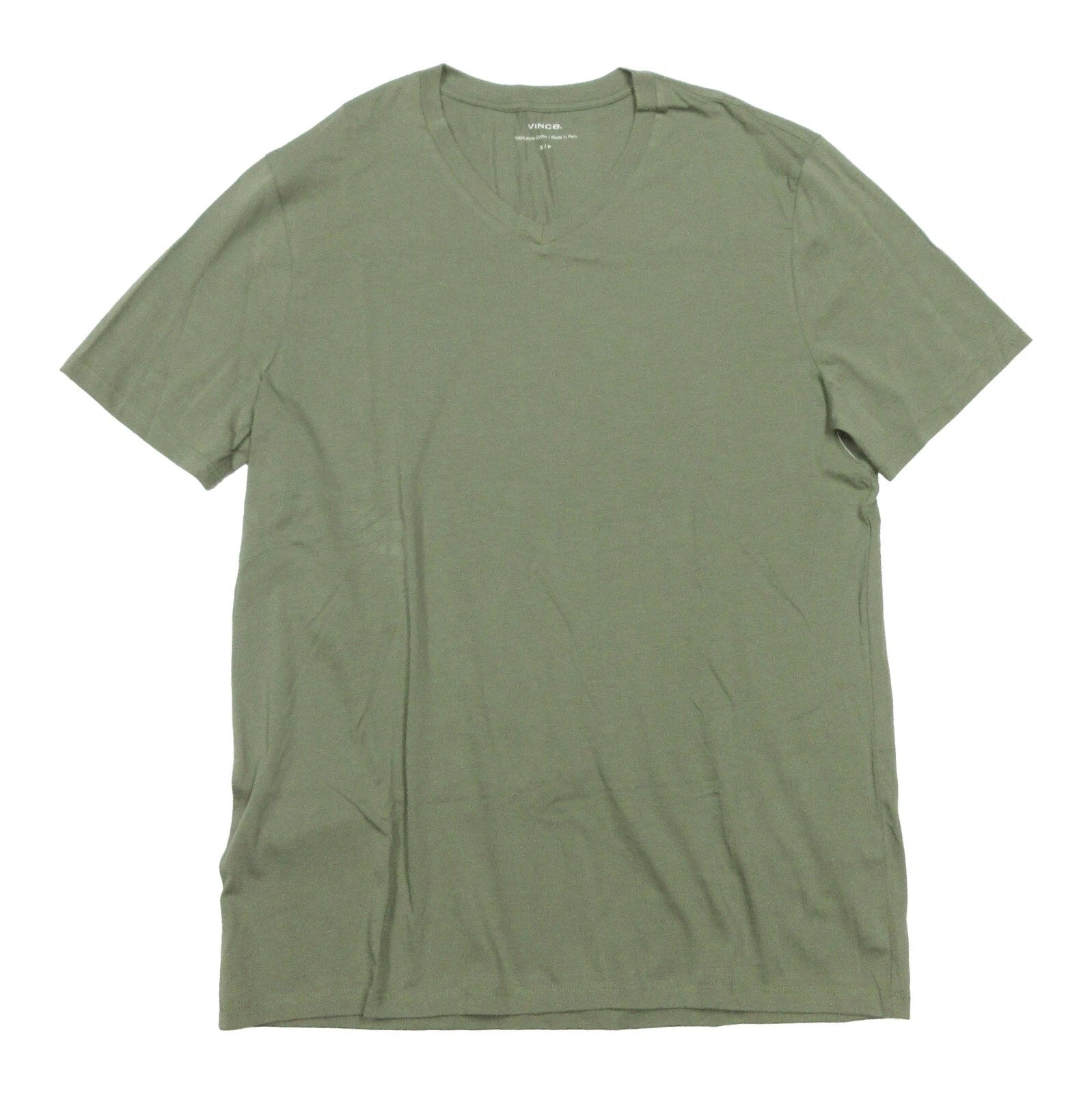 Vince Men's Echo Park Green Pima Cotton V-Neck Short Sleeve T-Shirt