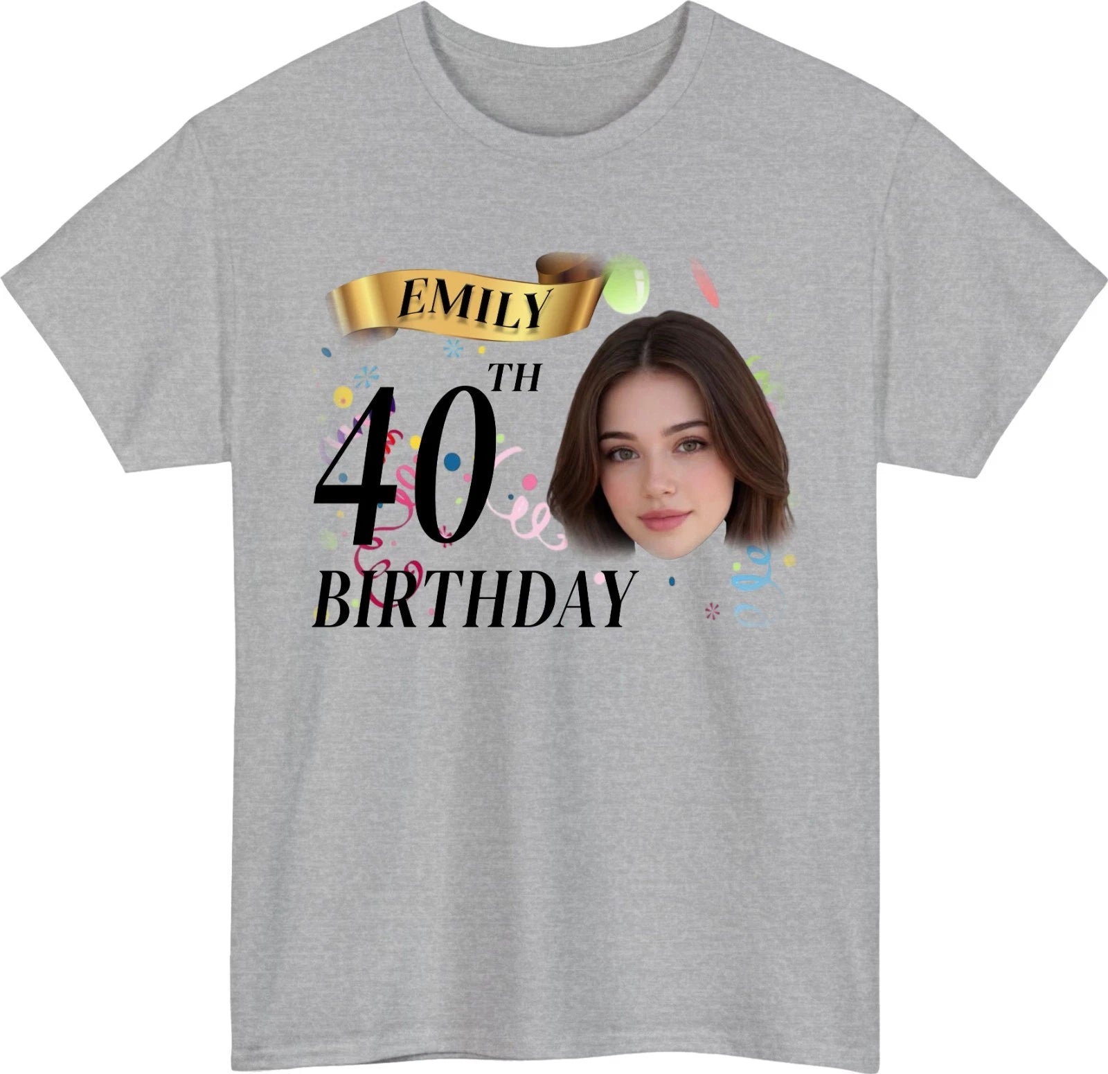 Personalised Birthday Crew T Shirt Custom Name Photo Age Matching Party Gift Top