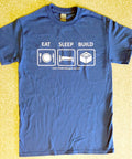 EAT SLEEP BUILD shirt t-shirt NEW custom adult extra large XL blue FOR LEGO FANS