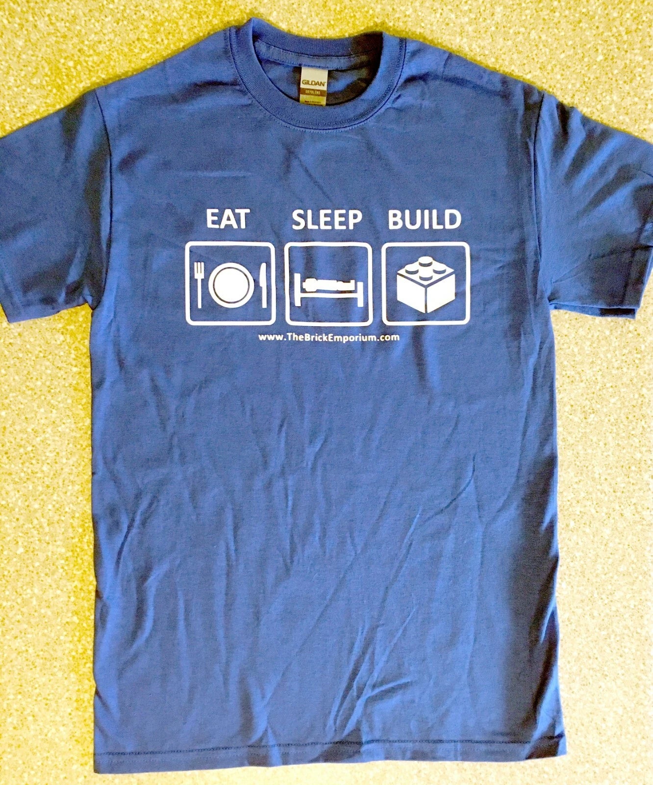 EAT SLEEP BUILD shirt t-shirt NEW custom adult extra large XL blue FOR LEGO FANS