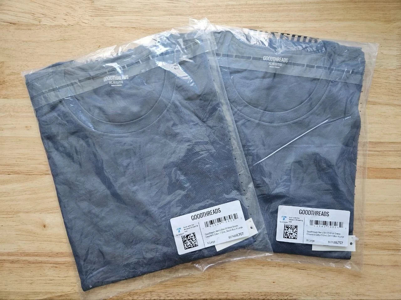 2 packs Men's Slim-Fit Short Sleeve 100% Cotton Crewneck T-Shirt XL Blue