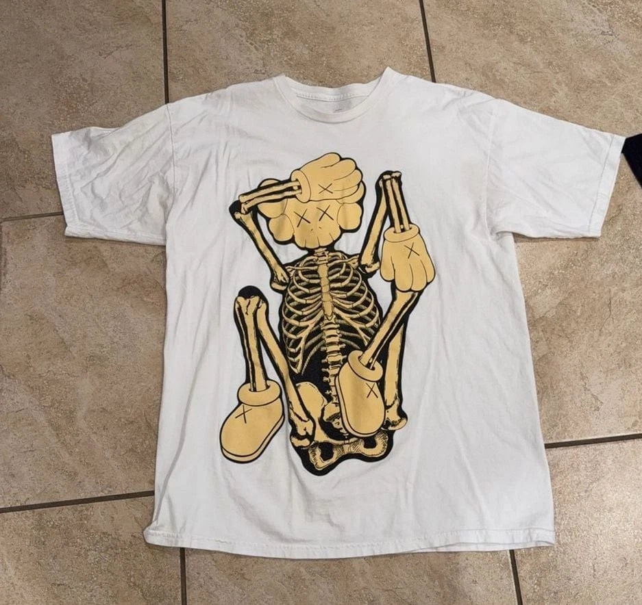 KAWS New Fiction Skeleton Graphic T-Shirt White Size XL