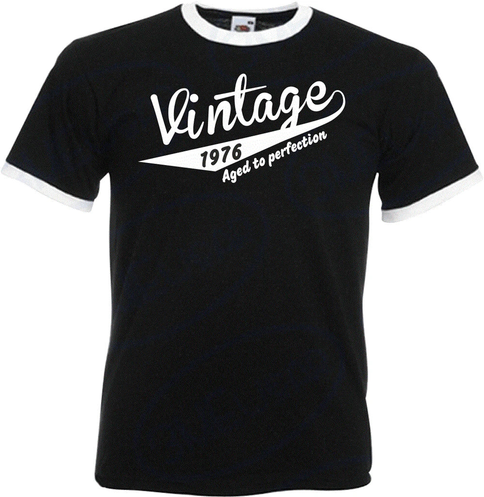 49th Birthday Gifts Presents Year 1976 Mens Ringer Vintage Retro T-Shirt Aged To