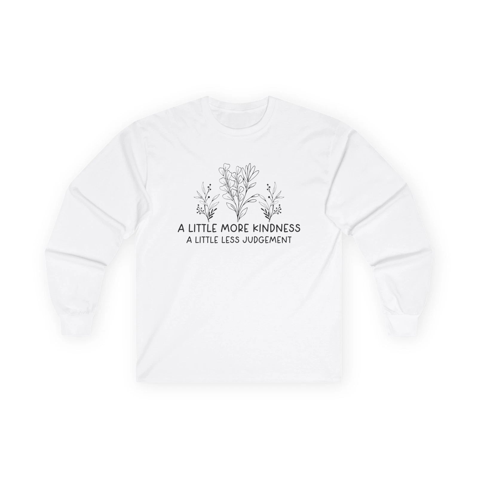 A Little More Kindness floral sketch Long Sleeve Tee | minimalist positive quote