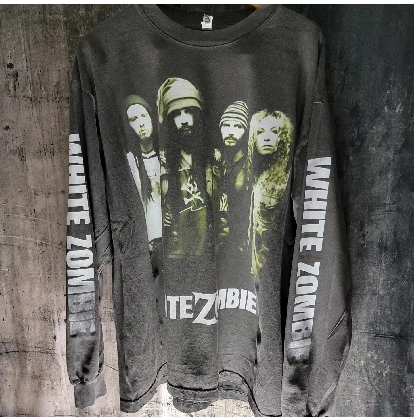 WHITE ZOMBIE CUSTOM LONG SLEEVE 4 SIDED PRINT SHIRT Black Shaka Wear garment dye