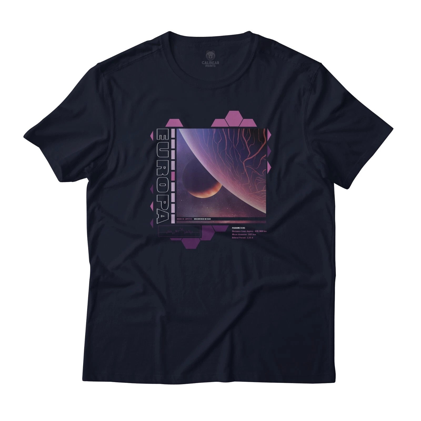 Europa Moon of Jupiter Solar System Space Graphic Art Premium Cotton T-Shirt