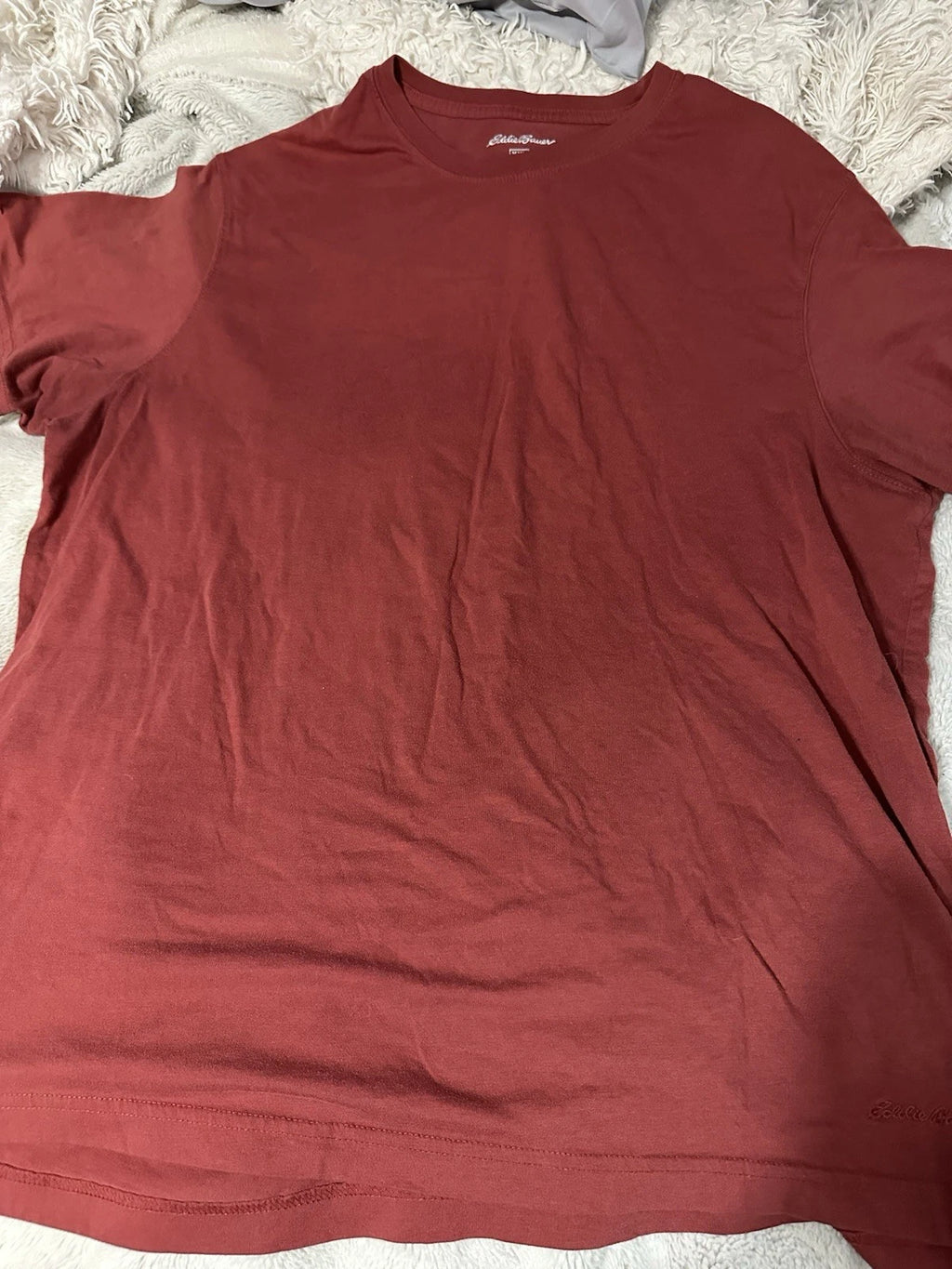 Eddie Bauer Men's Short Sleeve Crew Neck T-Shirt Wine, Cotton Blend XXL Dark Red