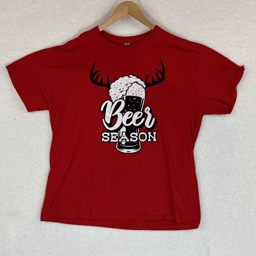 Gildan Beer Season XL Red T-shirt Short Sleeve Unisex Used Very good Condition