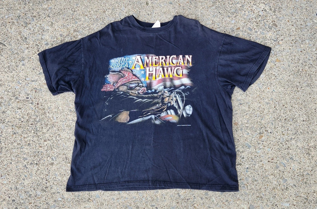 Vintage Harley Biker T-Shirt The Great American Hawg Hog Mens XXL