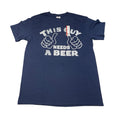 Vtg Y2K This Guy Needs a Beer T Shirt Size Med Party Drinking Slogan Humor NWT