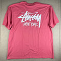 Stussy New York Shirt Mens XXL Pink Streetwear Skateboard Surf Big Logo Tee