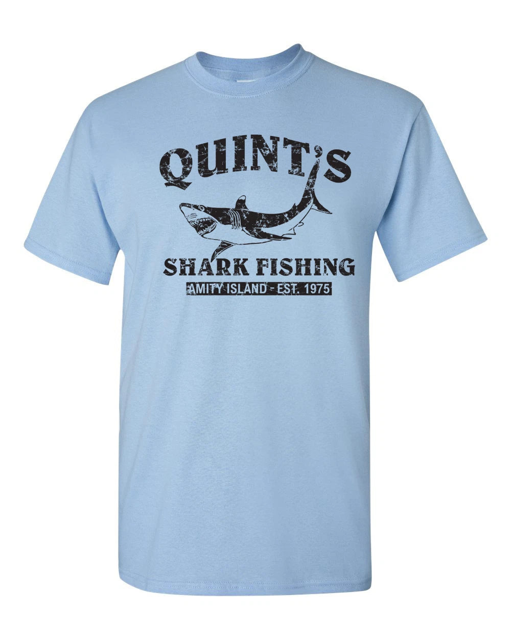 QUINT'S SHARK FISHING Jaws RETRO Amity SHARK Week BLACK PRINT MenTee Shirt 1412
