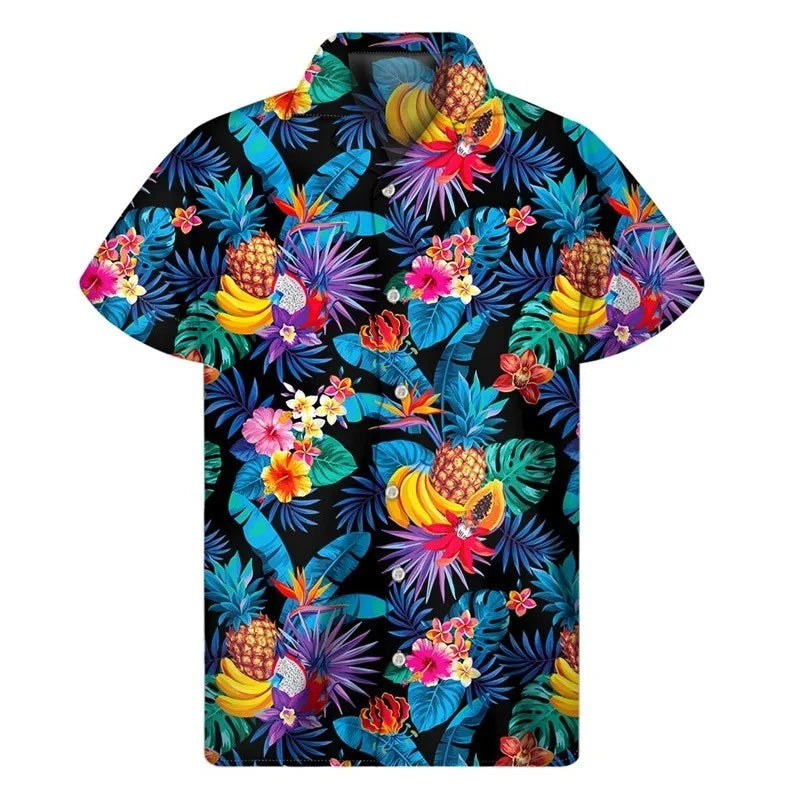 Mens Button Down Shirts Funny Fruit Printed Hawaiian Tops Novelty Ugly Gag Gifts