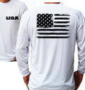 American Flag USA Long Sleeve UPF 30 T-Shirt Sport Boat Beach Sun UV Protected