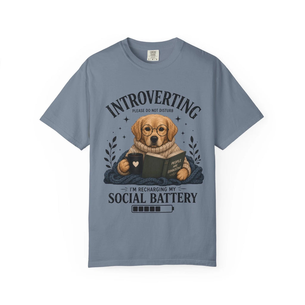 Introverting Dog Shirt Funny Introvert T Shirt Social Battery Reader Tee Gift