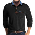 Polo Shirt Mens Long Sleeve Contrast Colour Lightweight Long Sleeve Shirt with Pocket Polo...