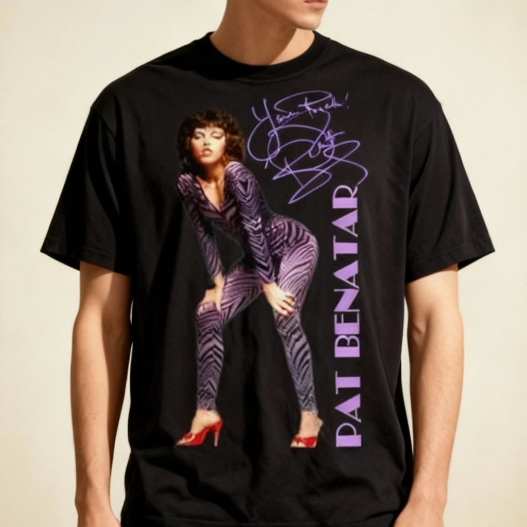 NWT! Pat Benatar Signature Collection Cotton Unisex Black T-shirt S-5XL