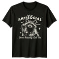 Call Me Antisocial But Please T-Shirt Raccoon Retro Phone Introvert Humor
