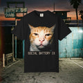 Social Battery 1 Percent Funny Orange Cat Introvert Unisex T-Shirt