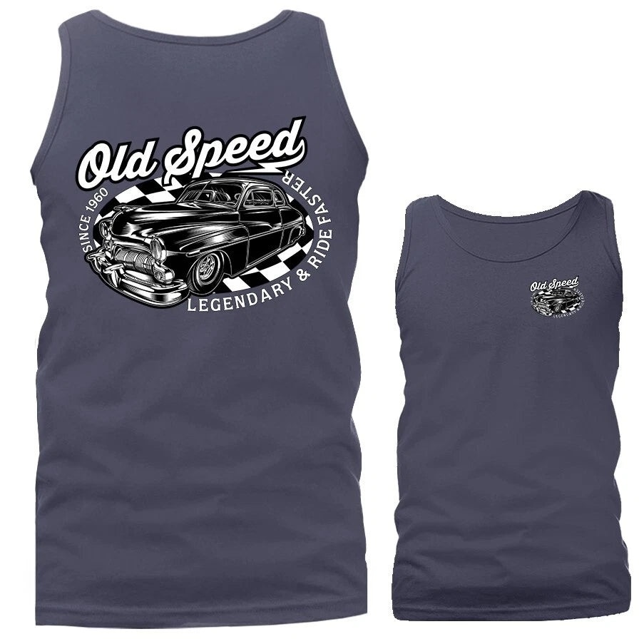 Old Speed Car Hot Rod Classic Vintage Automobile Graphic Tank Top