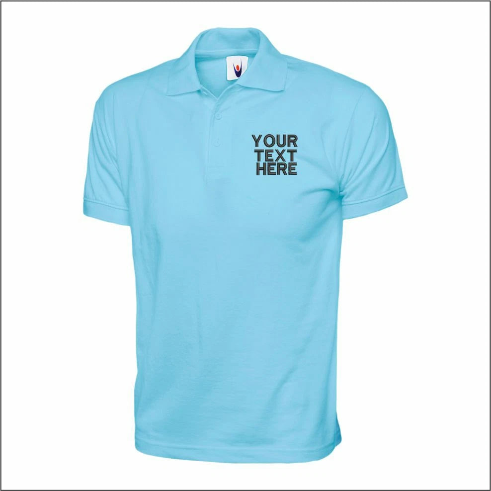 Personalised Uneek Jersey Poloshirt Custom Embroidered Work Wear Polo Tee Shirt