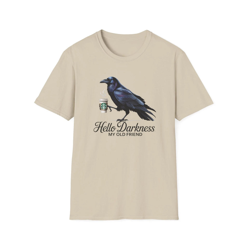 Raven Coffee Unisex T-Shirt, Bird Lover Tee, Gothic Graphic Shirt, Halloween