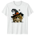 Cute Witch Cat With Big Green T-Shirt Witch Cat Spooky Halloween Gift