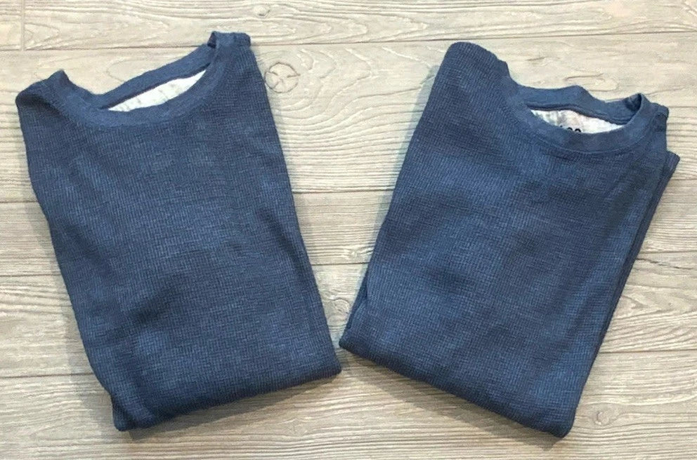 Set of 2~VINTAGE Lee Thermal Long Sleeve Shirt Mens Sz L Blue Y2K #6196S