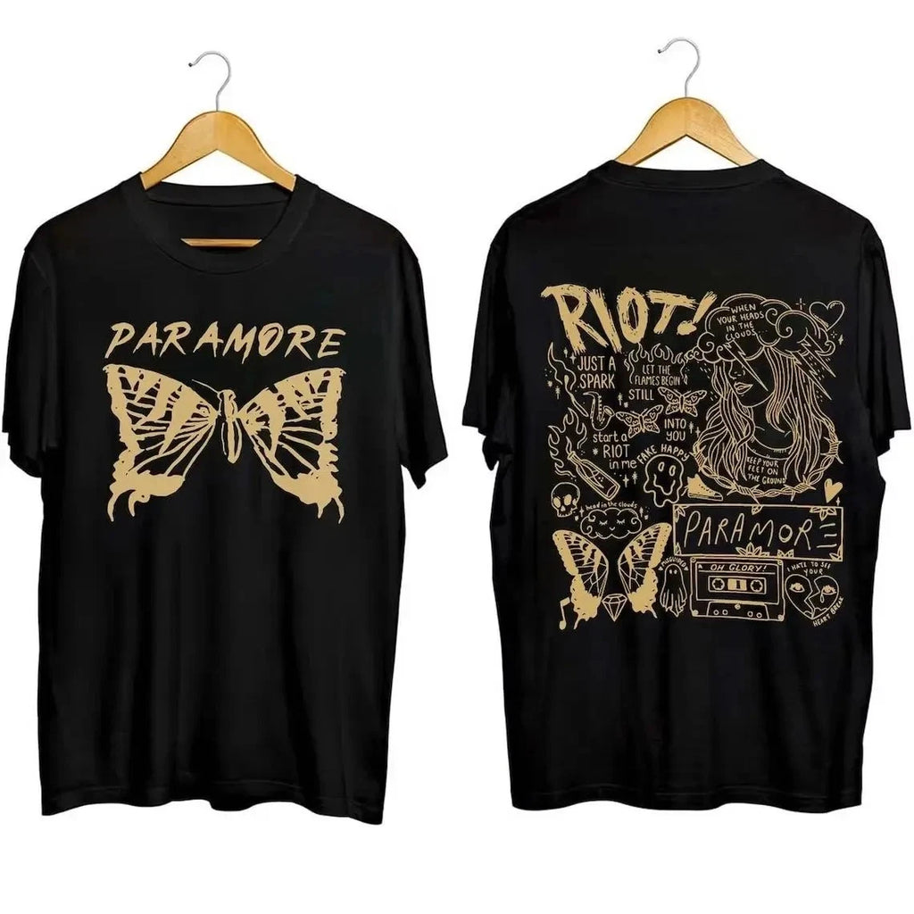 Paramore Riot T-Shirt Graphic Print Unisex Cotton BLACK Tees