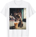 French Bulldog Drinking Iced Coffee Funny Animal T-Shirt