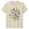 Vintage Botanical Floral Sketch Bouquet Womens T-Shirt Boho Flower Art Nature