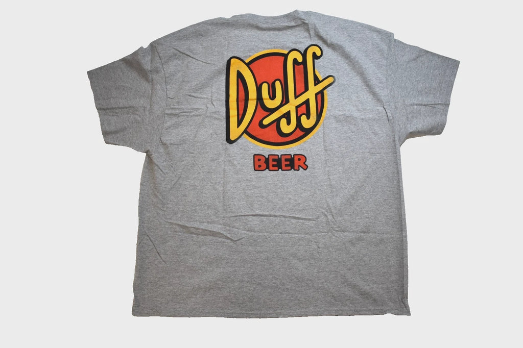 The Simpsons Mens Duff Beer Funny Cartoon Gray Shirt NWT 3XL