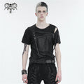 Devil Fashion Men Black Punk Zipper Decoration Short Sleeve T-Shirt Casual Tops