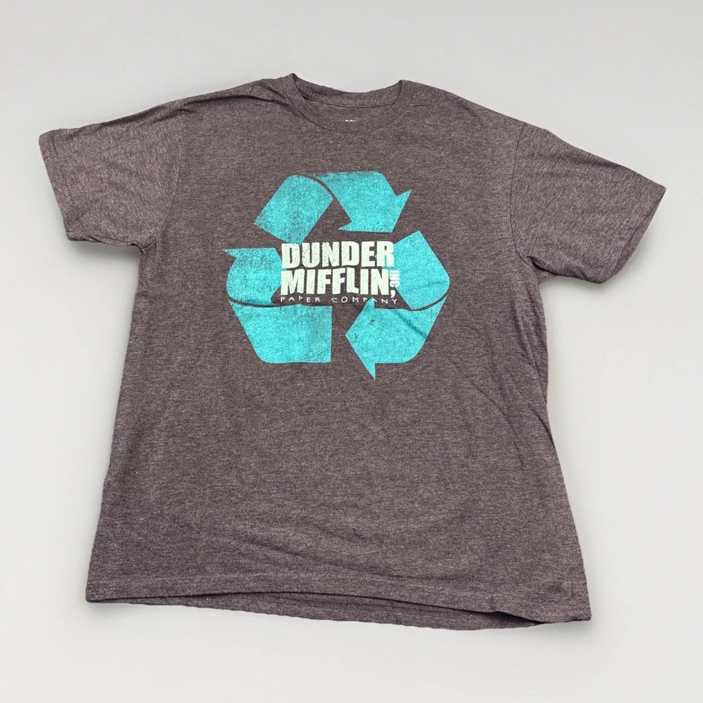 The Office Dunder Mifflin Paper Company Recycle Symbol Gray T Shirt Men's Large