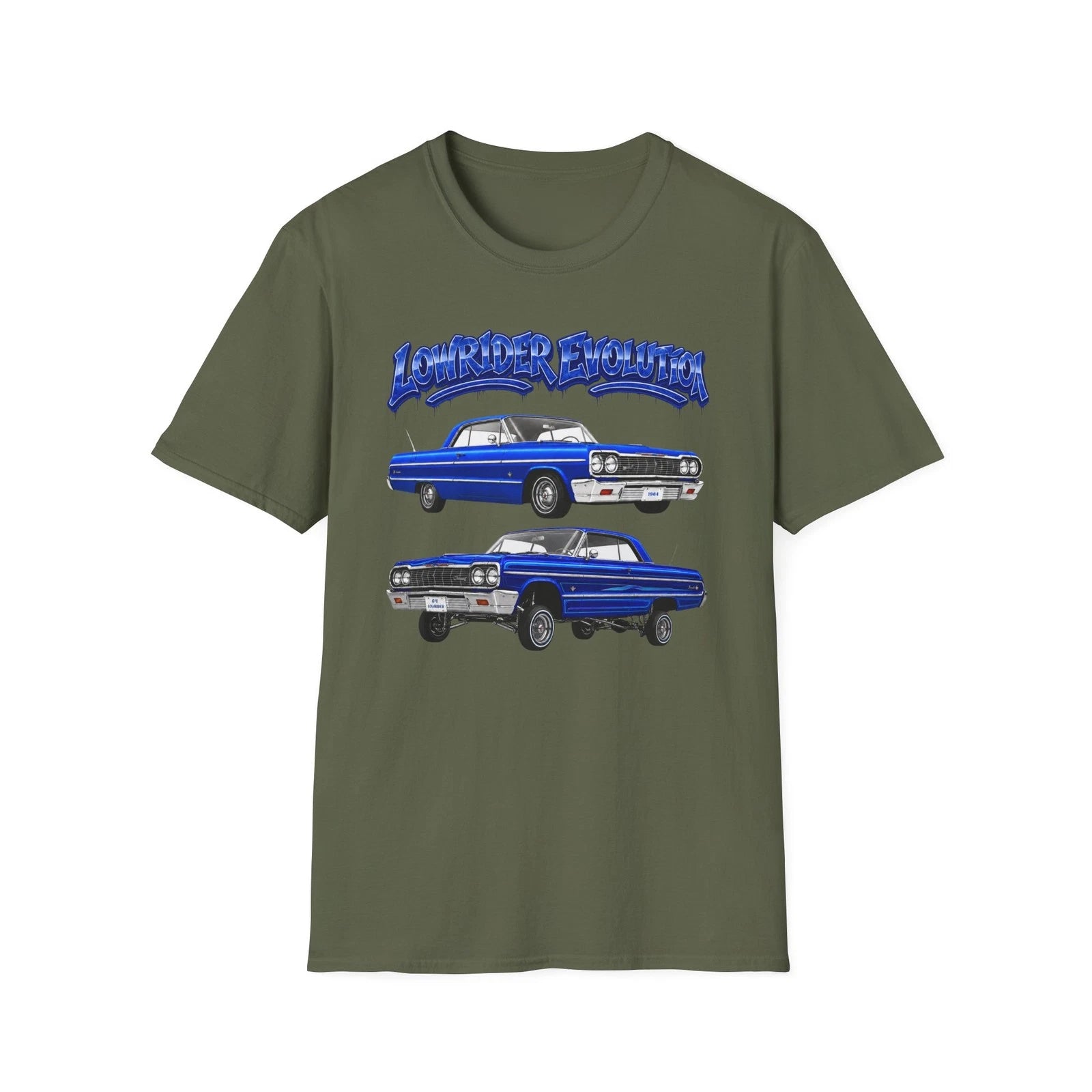 Lowrider Evolution Shirt, Blue Lowrider Tee, Car Enthusiast Gift, 64 Impala