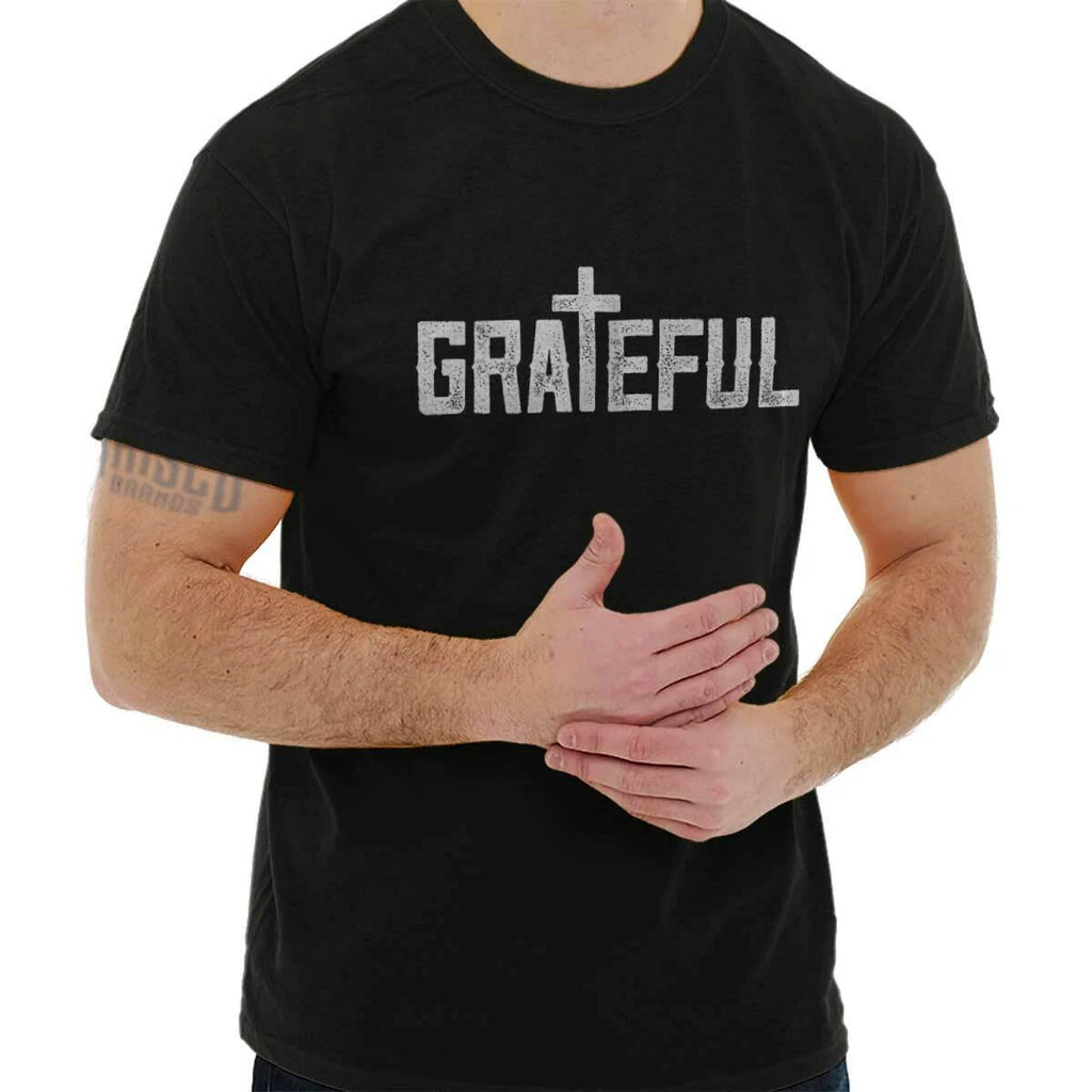 Christian Religious Faith Grateful Cross Womens or Mens Crewneck T Shirt Tee