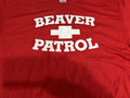 BEAVER PATROL Staff T-Shirt Medium Red NWOT Funny Adult Humor Gag Dad Party Sex