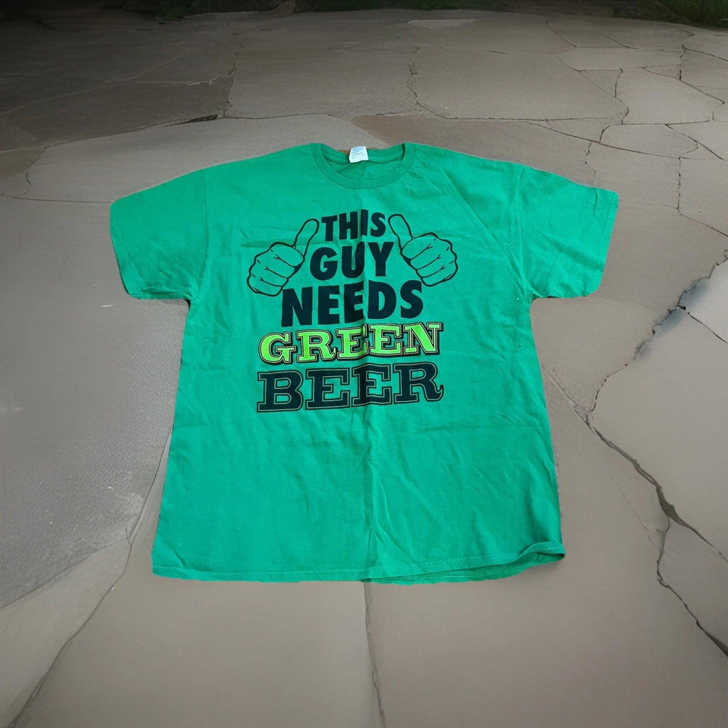 Saint Patricks Day Mens Green T-shirt XL This Guy Needs Green Beer Novelty
