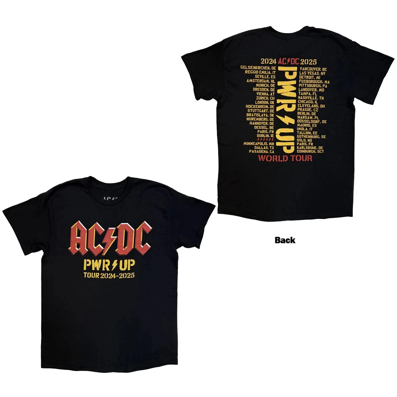 AC/DC  T-Shirt: PWR-UP Logo World Tour '24-'25 (Black) (Back Print & Ex-Tour) (4