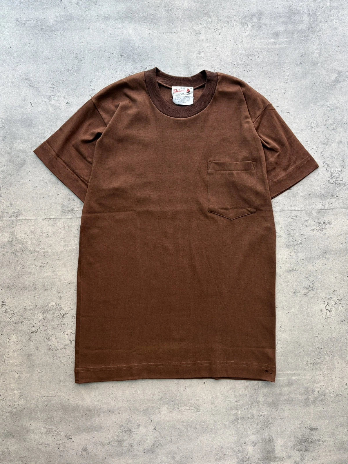 Vintage Pocket T-Shirt 80s Ski Brand Size M - Brown