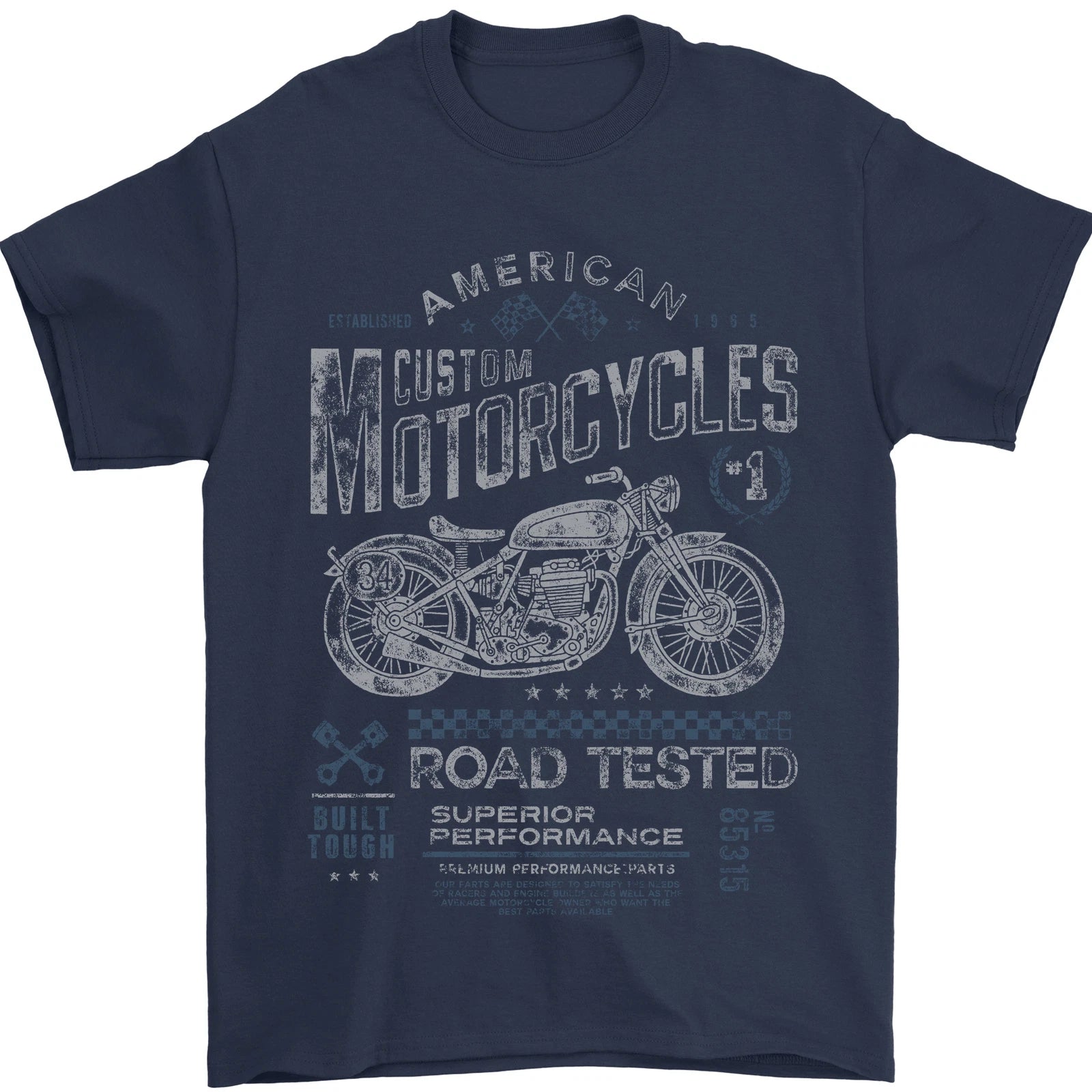 American Custom Motorcycles Motorbike Biker Mens T-Shirt 100% Cotton