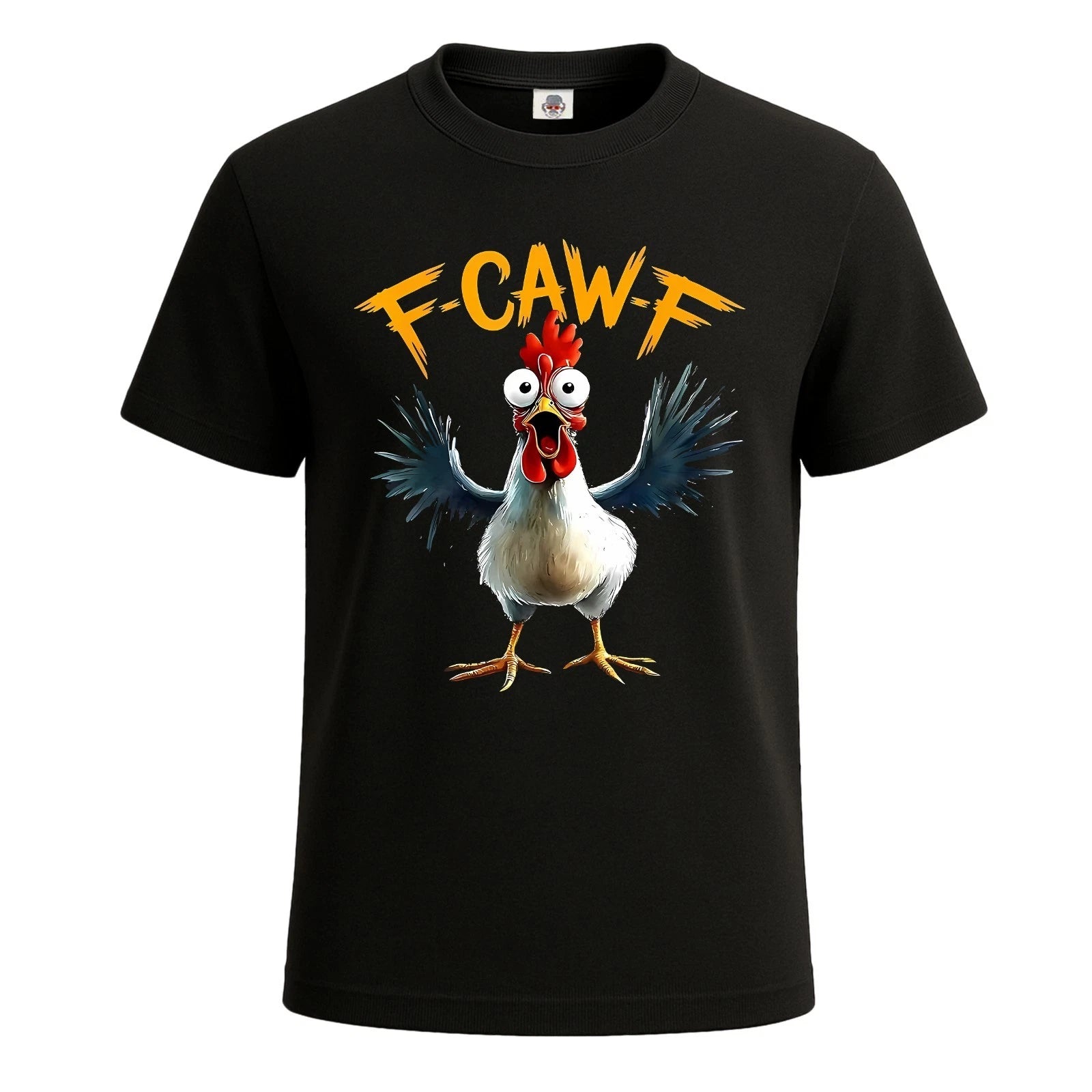 F Caw F White Cock Graphic Print Novelty Joke Funny Men's T-shirt Tee Top