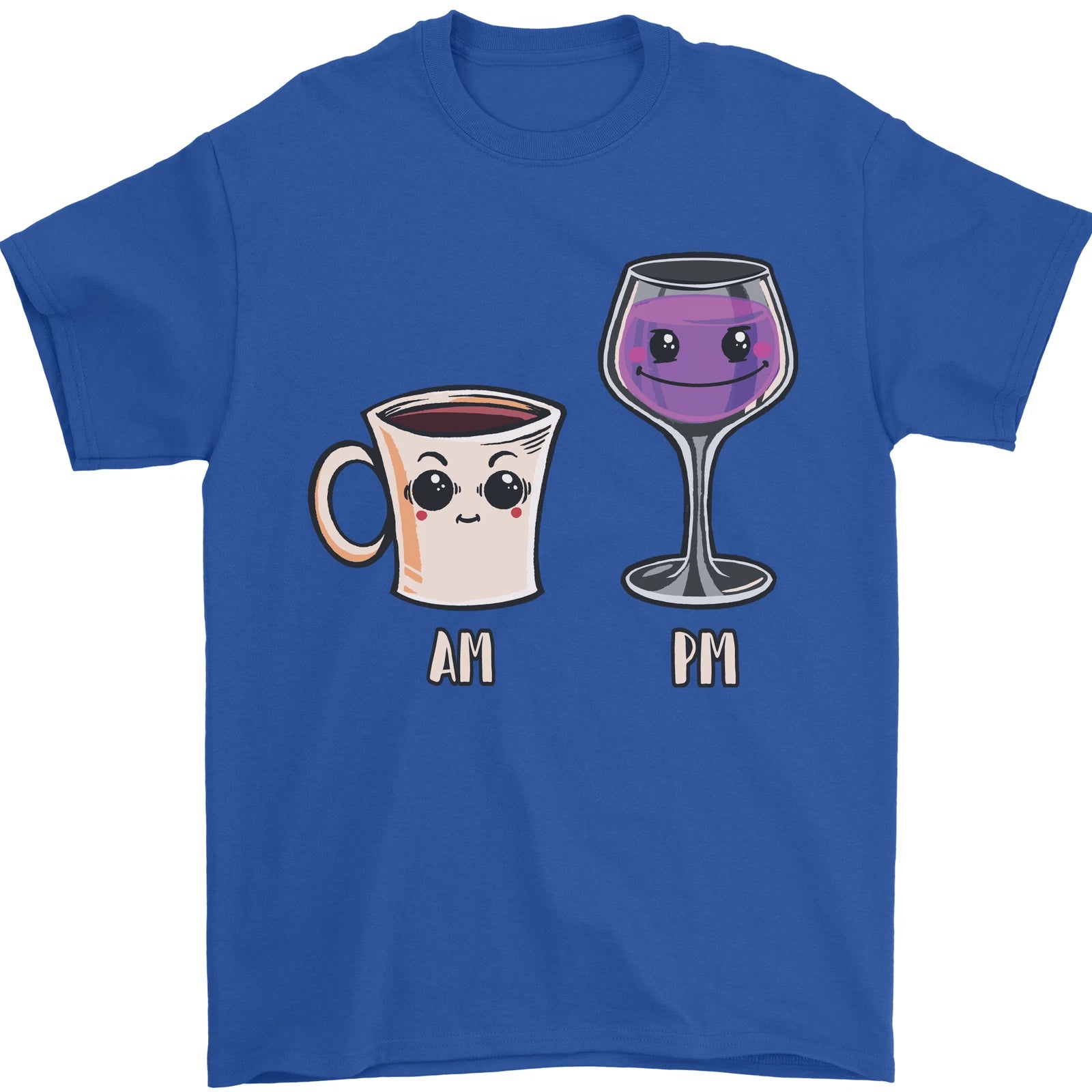 Coffee am Wine pm Funny Alcohol Prosecco Mens T-Shirt 100% Cotton