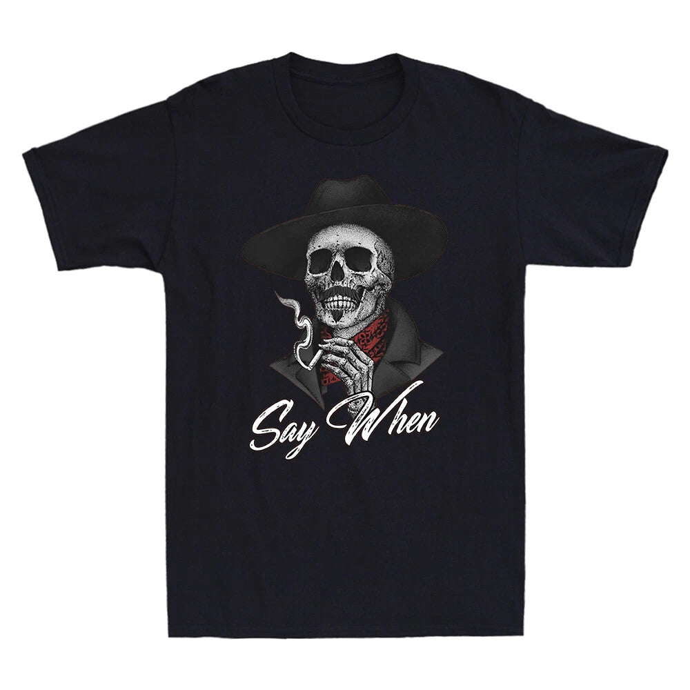 Say When Doc Holiday Skull Skeleton Waiting To Death Funny Vintage Men's T-Shirt