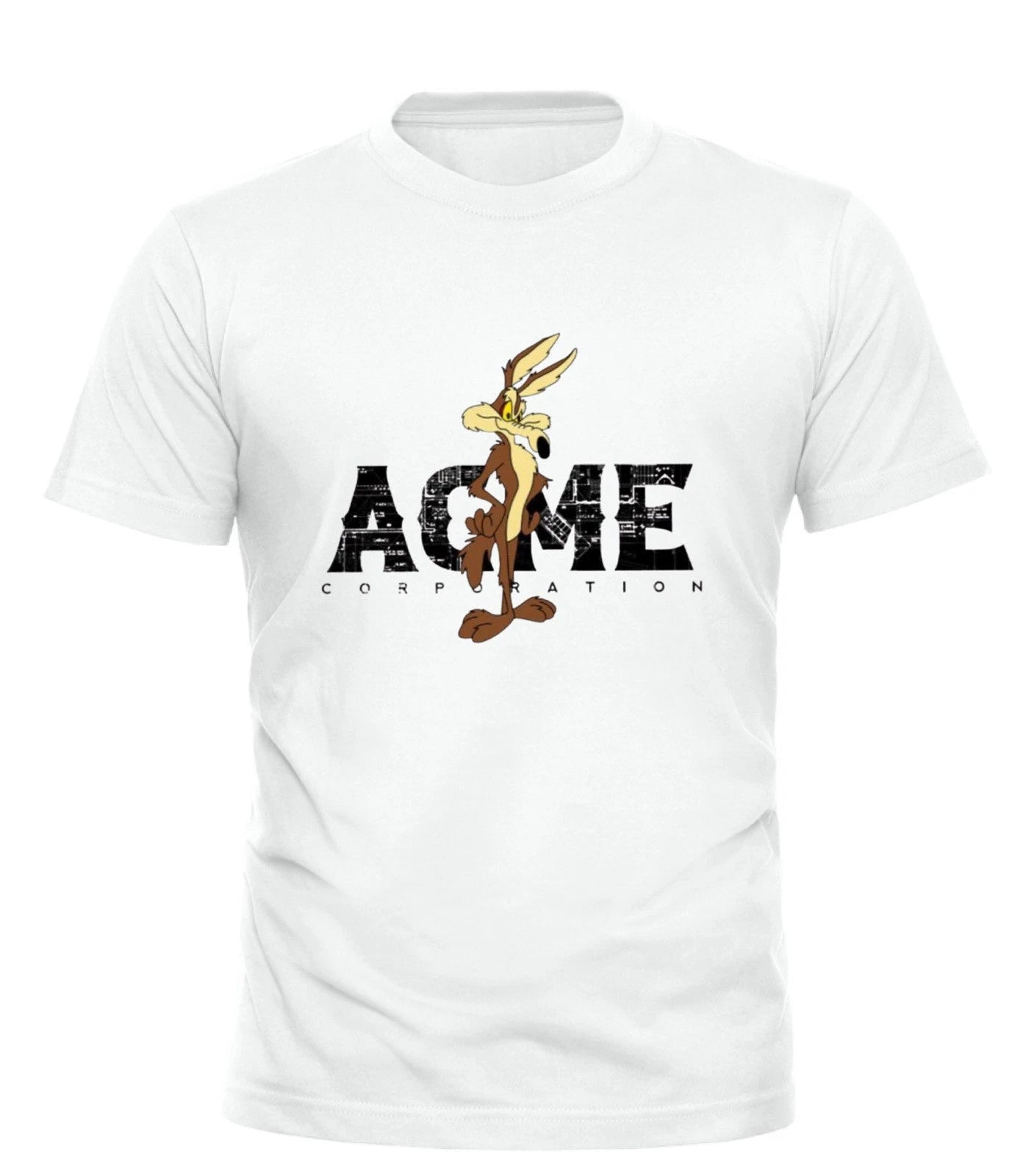 Wile E. Coyote ACME Roadrunner Cartoon 80s Mens T Shirt Colour White