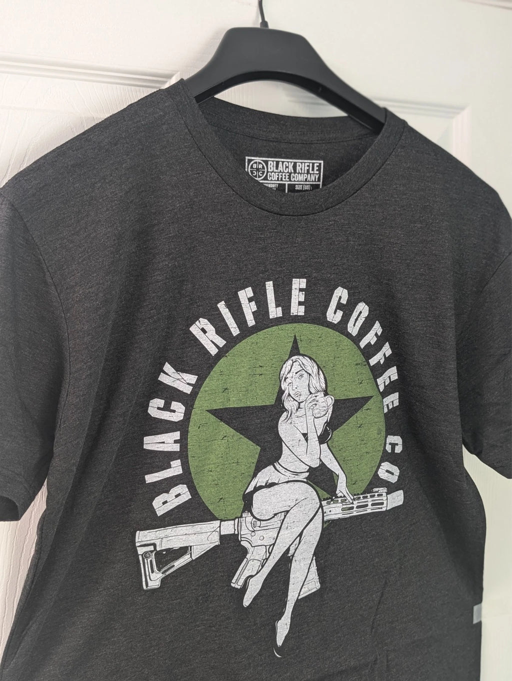 BRCC Black Rifle Coffee Company Bomber Girl T Shirt Black Men's Medium  SEAL New
