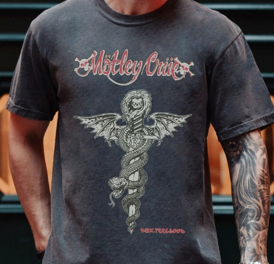 Motley Crue Dr. Feelgood T-Shirt Rock Band on Vintage Comfort Colors 1717 Tee