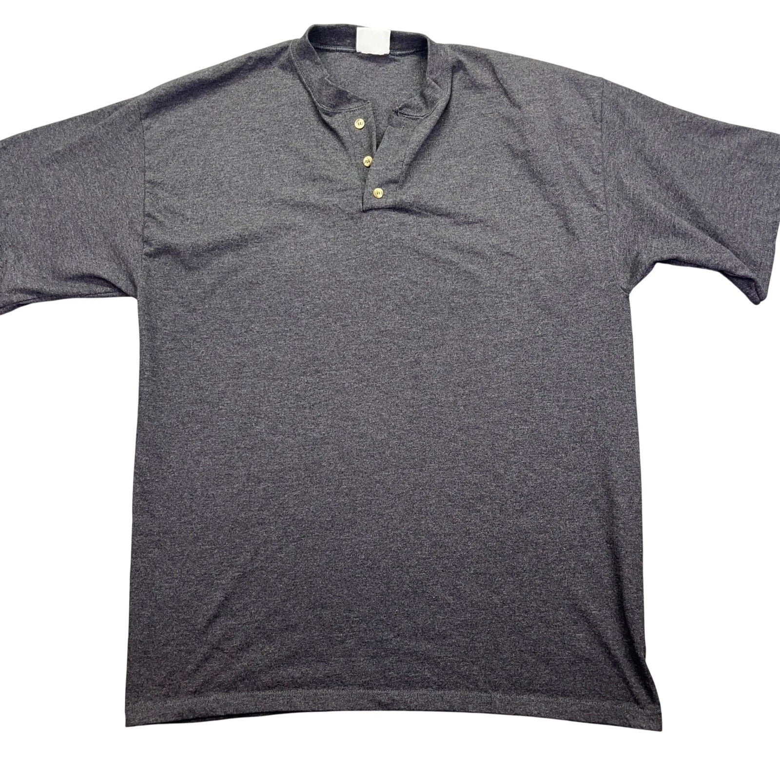 VTG Anchor Blue Henley Shirt Short Sleeve Casual Comfy Top Gray Grunge Boho