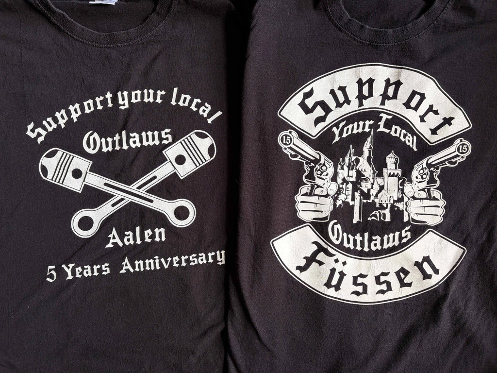 rare OUTLAWS MC Germany 2 Shirt Lot AOA Hells Angels Biker vintage Support Club